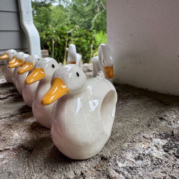 Other - VINTAGE CERAMIC DUCK (& SWAN) NAPKIN RINGS SET OF 8 (6 & 2) - COTTAGE-CORE DECOR